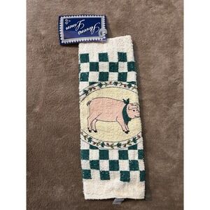 Vintage Stevens Linen Made In The USA, Pigs Kitchen Dishcloth, Tag Attached